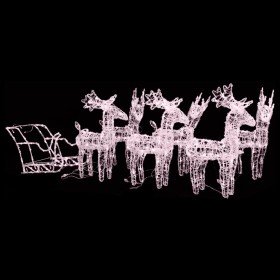 Decoración navideña de renos y trineo acrílico 320 LED en Decoración Festiva y Estacional | Comprar online en Foru.es