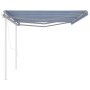 Toldo retráctil automático con postes azul y blanco 6x3 m de vidaXL, Toldos - Ref: Foro24-3070006, Precio: 639,17 €, Descuent...