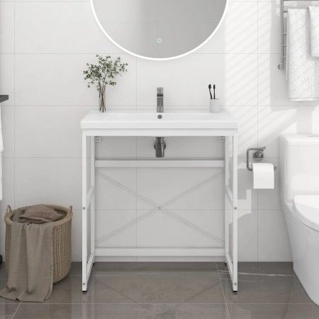 Estructura de lavabo de hierro blanco 79x38x83 cm de vidaXL, Tocadores de baño - Ref: Foro24-338498, Precio: 51,05 €, Descuen...