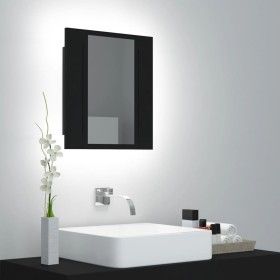 Armario espejo de baño con luz LED acrílico negro 40x12x45 cm de vidaXL, Tocadores de baño - Ref: Foro24-804949, Precio: 47,5...