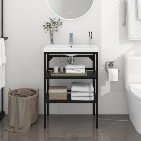 Estructura de lavabo de hierro negro 59x38x83 cm de vidaXL, Tocadores de baño - Ref: Foro24-338488, Precio: 102,15 €, Descuen...