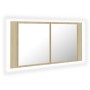 Armario espejo de baño LED acrílico roble Sonoma 90x12x45 cm de vidaXL, Tocadores de baño - Ref: Foro24-804975, Precio: 50,51...