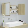 Armario espejo de baño LED acrílico roble Sonoma 90x12x45 cm de vidaXL, Tocadores de baño - Ref: Foro24-804975, Precio: 50,51...