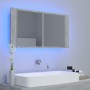 Armario espejo baño luz LED acrílico gris hormigón 90x12x45 cm de vidaXL, Tocadores de baño - Ref: Foro24-804976, Precio: 57,...