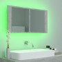 Armario espejo baño luz LED acrílico gris hormigón 90x12x45 cm de vidaXL, Tocadores de baño - Ref: Foro24-804976, Precio: 57,...