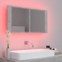 Armario espejo baño luz LED acrílico gris hormigón 90x12x45 cm de vidaXL, Tocadores de baño - Ref: Foro24-804976, Precio: 57,...