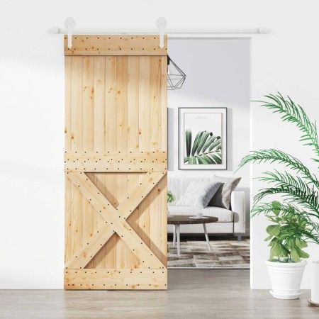 Puerta corredera con herrajes madera maciza de pino 85x210 cm de vidaXL, Puertas - Ref: Foro24-3203225, Precio: 199,24 €, Des...