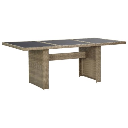Mesa de comedor jardín vidrio y ratán PE marrón 200x100x74 cm en Mesas de jardín | Comprar online en Foru.es