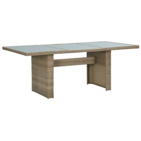 Mesa de comedor jardín vidrio y ratán PE marrón 200x100x74 cm en Mesas de jardín | Comprar online en Foru.es