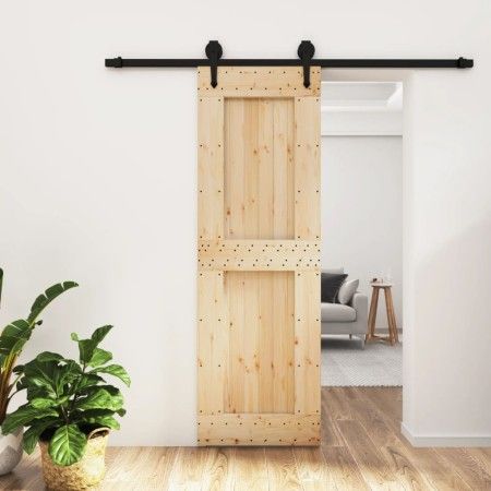 Puerta corredera con herrajes madera maciza de pino 70x210 cm de vidaXL, Puertas - Ref: Foro24-3203236, Precio: 159,97 €, Des...