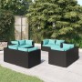 Set de muebles de jardín 8 pzas y cojines ratán sintético negro en Conjuntos de jardín | Comprar online en Foru.es