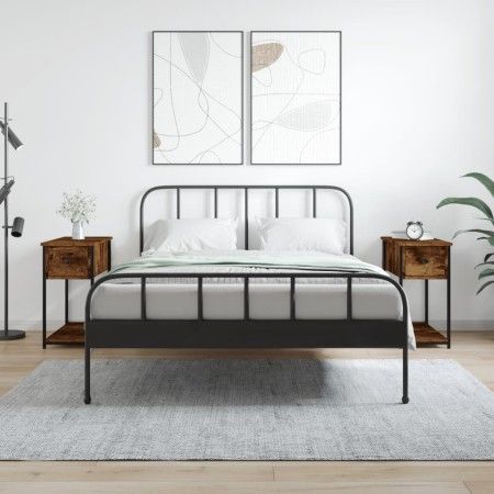 Mesitas noche 2 uds madera ingeniería roble ahumado 30x60x60 cm de vidaXL, Mesitas de noche - Ref: Foro24-826058, Precio: 46,...