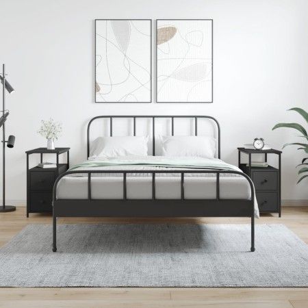 Mesitas de noche 2 uds madera de ingeniería negra 30x60x60 cm de vidaXL, Mesitas de noche - Ref: Foro24-826064, Precio: 103,4...