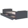 Estructura cama con cajones madera maciza de pino gris 90x200cm de vidaXL, Camas y somieres - Ref: Foro24-322163, Precio: 192...