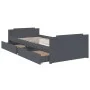Estructura cama con cajones madera maciza de pino gris 90x200cm de vidaXL, Camas y somieres - Ref: Foro24-322163, Precio: 212...
