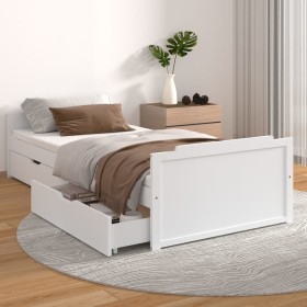 Estructura cama cajones madera maciza de pino blanco 90x200 cm de vidaXL, Camas y somieres - Ref: Foro24-322160, Precio: 179,...