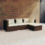 Set muebles de jardín 4 piezas y cojines ratán sintético marrón en Conjuntos de jardín | Comprar online en Foru.es
