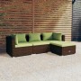 Set muebles de jardín 4 piezas y cojines ratán sintético marrón en Conjuntos de jardín | Comprar online en Foru.es