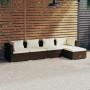 Set muebles de jardín 5 piezas y cojines ratán sintético marrón en Conjuntos de jardín | Comprar online en Foru.es