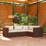 Set muebles de jardín 4 piezas y cojines ratán sintético marrón en Conjuntos de jardín | Comprar online en Foru.es