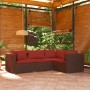 Set muebles de jardín 4 piezas y cojines ratán sintético marrón en Conjuntos de jardín | Comprar online en Foru.es