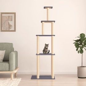 Rascador para gatos con postes de sisal gris oscuro 183 cm de vidaXL, Mobiliario para gatos - Ref: Foro24-171746, Precio: 79,...