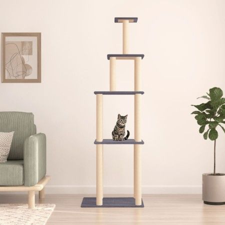 Rascador para gatos con postes de sisal gris oscuro 183 cm de vidaXL, Mobiliario para gatos - Ref: Foro24-171746, Precio: 79,...