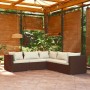 Set muebles de jardín 5 piezas y cojines ratán sintético marrón en Conjuntos de jardín | Comprar online en Foru.es