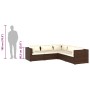 Set muebles de jardín 5 piezas y cojines ratán sintético marrón en Conjuntos de jardín | Comprar online en Foru.es