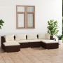Set muebles de jardín 6 piezas y cojines ratán sintético marrón en Conjuntos de jardín | Comprar online en Foru.es