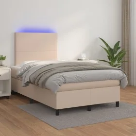 Cama box spring colchón LED cuero sintético capuchino 120x200cm de vidaXL, Camas y somieres - Ref: Foro24-3135818, Precio: 39...