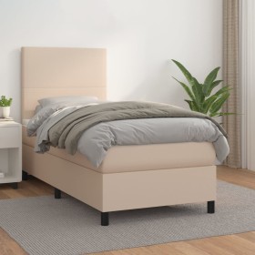 Cama box spring con colchón cuero sintético capuchino 100x200cm de vidaXL, Camas y somieres - Ref: Foro24-3142712, Precio: 33...