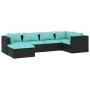 Set de muebles de jardín 6 pzas y cojines ratán sintético negro en Conjuntos de jardín | Comprar online en Foru.es