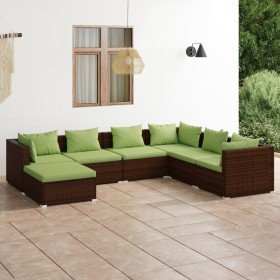 Set muebles de jardín 7 piezas y cojines ratán sintético marrón en Conjuntos de jardín | Comprar online en Foru.es