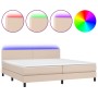Cama box spring colchón LED cuero sintético capuchino 200x200cm de vidaXL, Camas y somieres - Ref: Foro24-3134128, Precio: 57...