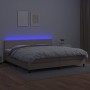 Cama box spring colchón LED cuero sintético capuchino 200x200cm de vidaXL, Camas y somieres - Ref: Foro24-3134128, Precio: 57...