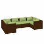Set muebles de jardín 6 piezas y cojines ratán sintético marrón en Conjuntos de jardín | Comprar online en Foru.es