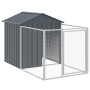 Caseta perros con corral acero galvanizado gris 117x201x123 cm de vidaXL, Casetas para perros - Ref: Foro24-172351, Precio: 2...