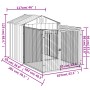 Caseta perros con corral acero galvanizado gris 117x201x123 cm de vidaXL, Casetas para perros - Ref: Foro24-172351, Precio: 2...