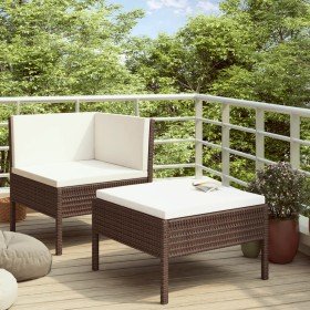 Set de muebles de jardín 2 piezas con cojines ratán PE marrón en Conjuntos de jardín | Comprar online en Foru.es