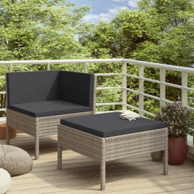 Set de muebles de jardín 2 pzas y cojines ratán sintético gris en Conjuntos de jardín | Comprar online en Foru.es