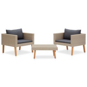 Set de muebles de jardín 3 pzas y cojines ratán sintético beige en Conjuntos de jardín | Comprar online en Foru.es