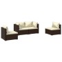 Set muebles de jardín 4 piezas y cojines ratán sintético marrón en Conjuntos de jardín | Comprar online en Foru.es