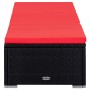 Tumbona con cojín y mesita de ratán sintético rojo en Tumbonas | Comprar online en Foru.es