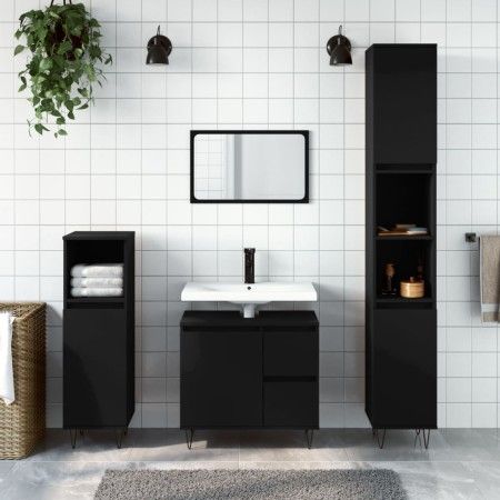 Juego de muebles de baño 3 pzas madera contrachapada negro de vidaXL, Muebles de baño - Ref: Foro24-3190222, Precio: 200,45 €...