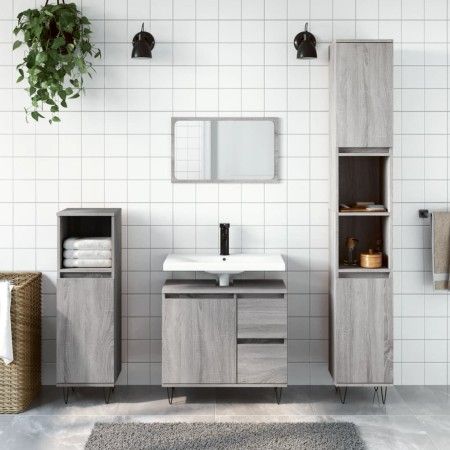 Set de muebles de baño 3 pzas madera contrachapada gris sonoma de vidaXL, Muebles de baño - Ref: Foro24-3190227, Precio: 193,...