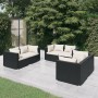 Set de muebles de jardín 6 pzas y cojines ratán sintético negro en Conjuntos de jardín | Comprar online en Foru.es