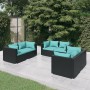 Set de muebles de jardín 6 pzas y cojines ratán sintético negro en Conjuntos de jardín | Comprar online en Foru.es