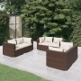 Set muebles de jardín 6 pzas y cojines ratán sintético marrón en Conjuntos de jardín | Comprar online en Foru.es