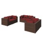 Set muebles de jardín 6 piezas y cojines ratán sintético marrón en Conjuntos de jardín | Comprar online en Foru.es